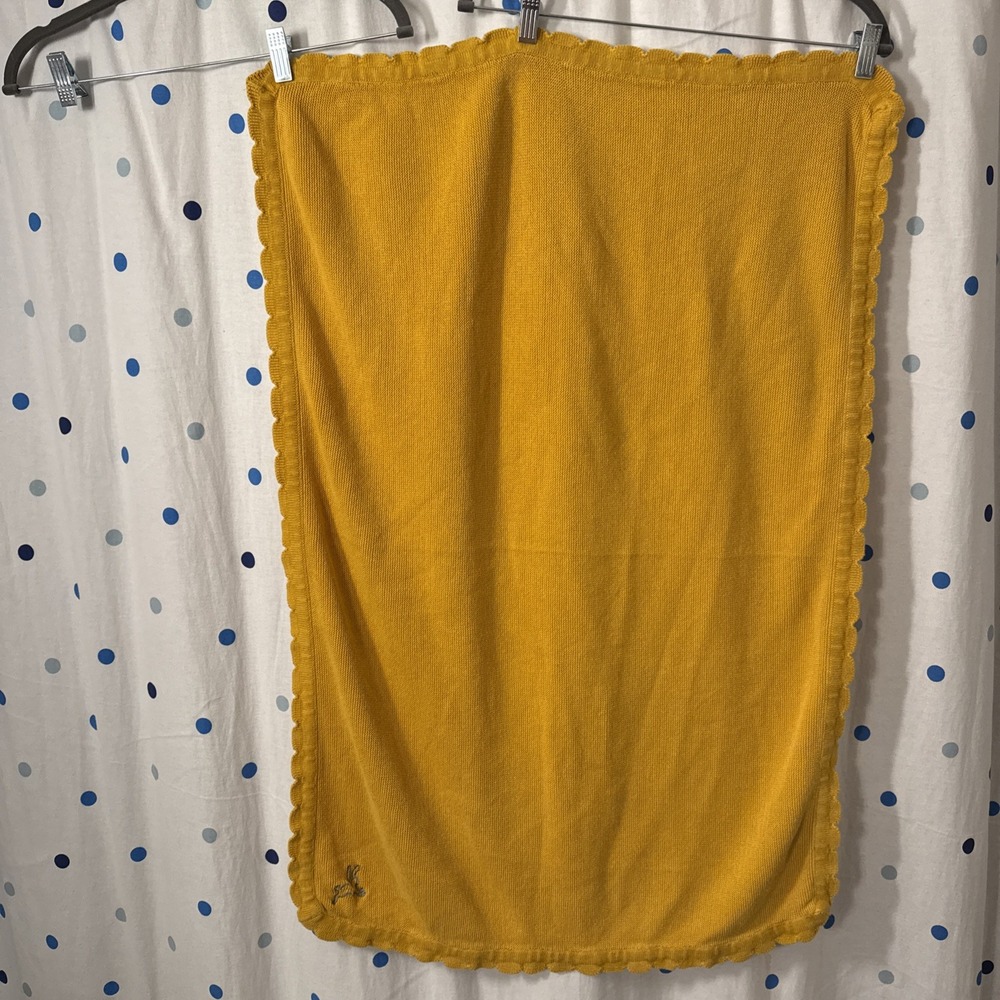 IKEA Solgul Dark Yellow Baby Blanket Knit Toddler Bunny 27" x 38"